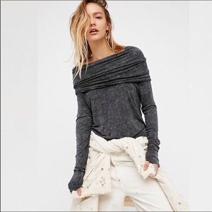 Free People Cosmo Top Off Shoulder Black Sz M